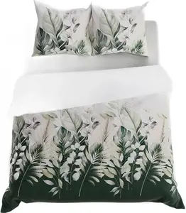 Комплект постельного белья LEAFY 160x200 см - сатиновый хлопок, узор "Тропические листья" MARKIZETA HOME