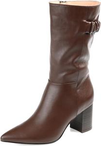 Женские ботильоны до середины голени с задним ремешком, невысокий каблук, заостренный носок, боковая молния, для вечеринок, свиданий и работы, размеры 4-16 США Wo wagas, Brown