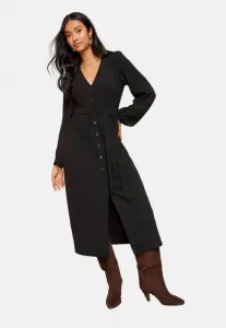 Платье-Миди средней длины, повседневное, с длинными рукавами, поясом на талии и застежкой на пуговицы, для невысоких девушек. Friends Like These, Black
