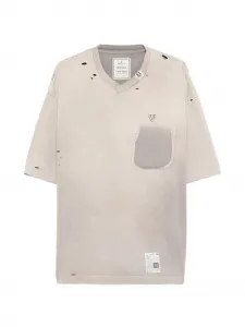 Футболка с V-образным вырезом Maison Mihara Yasuhiro, бежевый