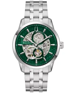 Мужские классические часы Sutton Automatic с серебристым стальным браслетом 40mm Bulova