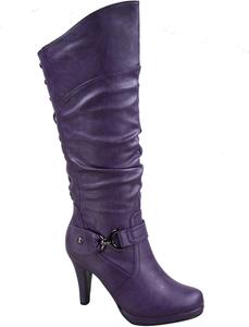 TOP Moda Женские Сапоги до Колена с Круглым Носком и Шнуровкой на Высоком Каблуке, Модель Page-65, Purple