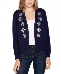Женский кардиган с вышивкой Black Label на пуговицах Belldini, синий
