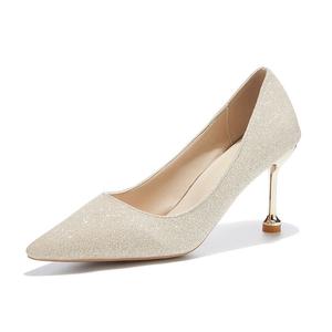 Тонкие туфли на шпильке 8 см женские TAOLEI, Champagne 8Cm