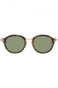 Thom Browne Круглые солнцезащитные очки из коричневого и золотистого ацетата и титана