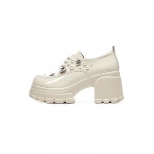 DAPHNE Женские туфли на платформе с массивным каблуком бежевые, цвет Beige