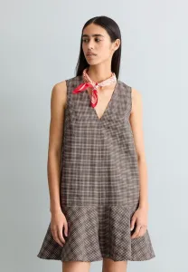 Kariertes volant regular day dress Marc O'Polo Denim, Dark Brown