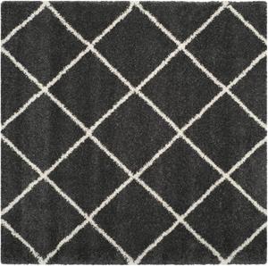 Ковер SAFAVIEH, 336 x 336 см, Hudson Shag Collection — Dark Grey & Ivory, современный дизайн Trellis, без линьки и простой в уходе, идеально для помещений с высокой проходимостью в гостиной, спальне (SGH281G)