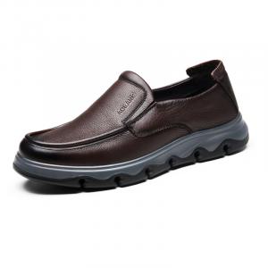 AOKANG Повседневные кожаные туфли мужские низкие коричневые, цвет Brown