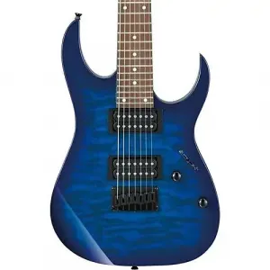 Электрогитара Ibanez RG Gio GRG7221QA на 7 струн с грифом из пурпурного дерева, прозрачный синий градиент