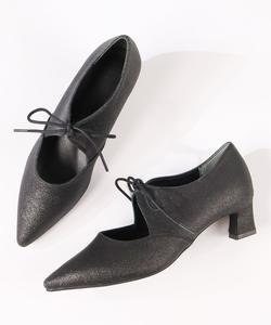 Туфли-лодочки на каблуке 4 см для офиса и торжественных случаев, 1041 Liberty Doll, цвет Black Glitter