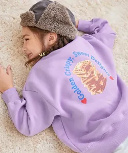 Devil Lab Sweets Толстовка с флисовой подкладкой и крупным силуэтным принтом, 25AW Devirock, цвет 009-Waffle-G Lilac