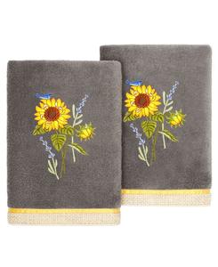 Набор из двух полотенец для рук из турецкого хлопка «Жирасол» с декоративной отделкой Linum Home, цвет charcoal