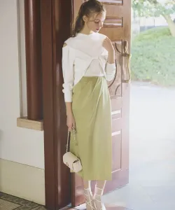 Драпированная атласная юбка Noela, цвет Light Green