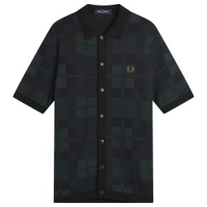 Fred Perry Черная клетчатая трикотажная рубашка Black Watch