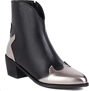 Женские ботильоны TNXZ на низком каблуке 5,5 см с боковой молнией, резиновой подошвой, легко чистятся, Black