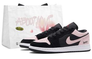 Jordan Эйр 1 Берри Велор Лоу топ Винтажные баскетбольные кроссовки Унисекс Блэк Пинк - Блэк Пинк, цвет Black Pink