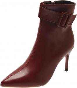 Женские ботильоны с заостренным носком, высокие каблуки, туфли-лодочки с ремешком и пряжкой, каблук-килтен, боковая молния, для вечеринок, вечеров и мероприятий Generic, Red