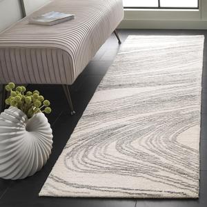 Ковер SAFAVIEH, 69 x 244 см, коллекции Ebony — ковер-дорожка, Ivory/Grey, геометрический рисунок, идеально для помещений с высокой проходимостью: гостиная, спальня, столовая (EBN551F)