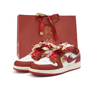 Jordan Баскетбольные кроссовки Air 1 Anti Slip, износостойкие, низкие, винтажные, женские, красные