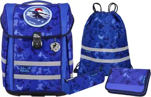 Школьная сумка McNeill "Perfecto, Puzzle", светоотражающие полосы на лямках, светоотражающие поверхности, включая пенал, спортивную сумку, рулончик для карандашей и магнит с мотивом, цвет Puzzle