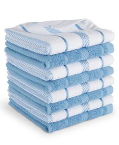Набор кухонных полотенец Albany, 8 штук, 12 x 12 дюймов KitchenAid, Blue Velvet, White