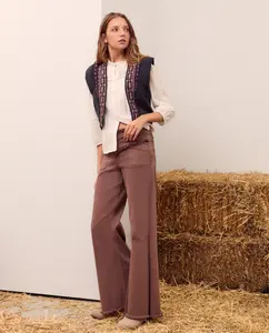 Женские брюки с бахромой Green Coast, коричневый