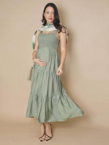 Платье макси Ayla без рукавов с ярусами Tiffany Rose, Pale Olive