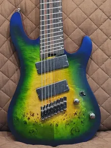 Электрогитара Cort KX508MSMBB с двойным вырезом, верх из капа тополя, мультимасштабная, 8 струн