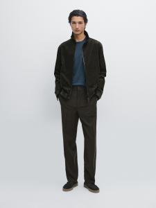 Вельветовая куртка с высоким воротом Massimo Dutti, коричневый