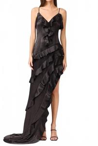 Женское платье Kyla с рюшами в черном цвете ELLIATT