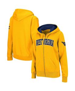 Женская толстовка с капюшоном Stadium Athletic Gold West Virginia Mountaineers с молнией во всю длину и арочным именем Colosseum, золотой