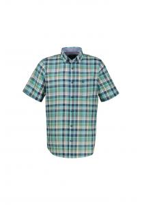 Рубашка в клетку с коротким рукавом структурированного качества Lerros, зеленый