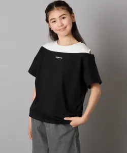 Футболка с открытыми плечами и многослойным логотипом Avv, цвет Black