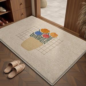 Dajiang Ковер 160х160 см для прихожей, грязеотталкивающий, с цветочным принтом, не требует стирки