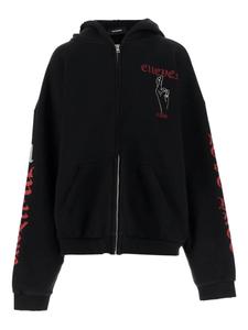 Толстовка с капюшоном на молнии с графическим принтом We11done, черный