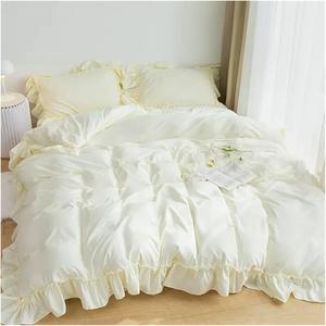 Generic Детский комплект постельного белья Ruffles с кружевным покрывалом Beige