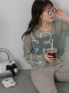 ◎ Прозрачный пуловер с вышивкой из шнура