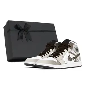 Air 1 устойчивые к истиранию кроссовки Mid Top Vintage Unisex Light Gray Jordan, светло-серый