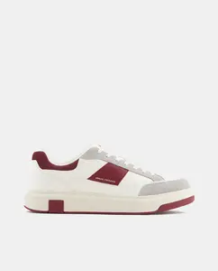 Мужские кеды в стиле кэжуал с контрастными вставками и комбинацией материалов Armani Exchange, белый