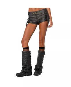 Женские шорты Micro Cargo из искусственной кожи с потертостями Edikted, черный