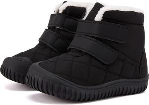 Детские зимние ботинки BMCiTYBM для малышей, обувь для детей мальчиков и девочек с искусственным мехом для холодной погоды, Zip Black