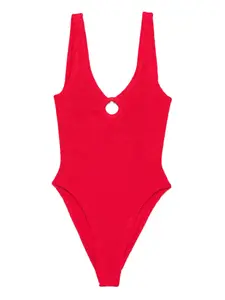 Купальник Celine с гофрированной отделкой Hunza G, красный