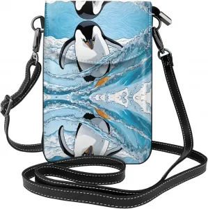 Милый чехол для телефона с принтом «Пингвинята фотографируются», сумка через плечо с магнитной застежкой и отделениями для карт, из искусственной кожи Ultra Fiber.