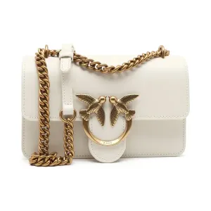 Миниатюрная кожаная сумка через плечо Love one Pinko, белый