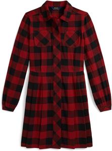 Платье из хлопкового твила в клетку буффало Polo Ralph Lauren Kids, Red/Black Check