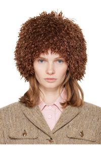 Anna Sui Эксклюзивная коричневая шапка-бини из искусственного меха от Ssense