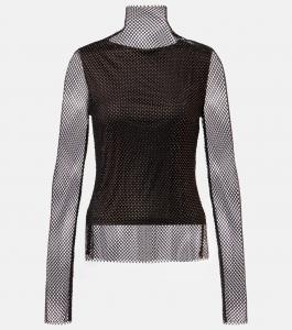Женская блузка Gerarda с декоративной сеткой Sportmax, Nero+Strass