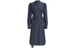 WEEKEND MaxMara Платье женское с воротником-стойкой и длинными рукавами синее