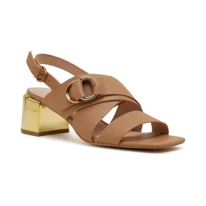 Кожаные босоножки на каблуке Pinko, коричневый